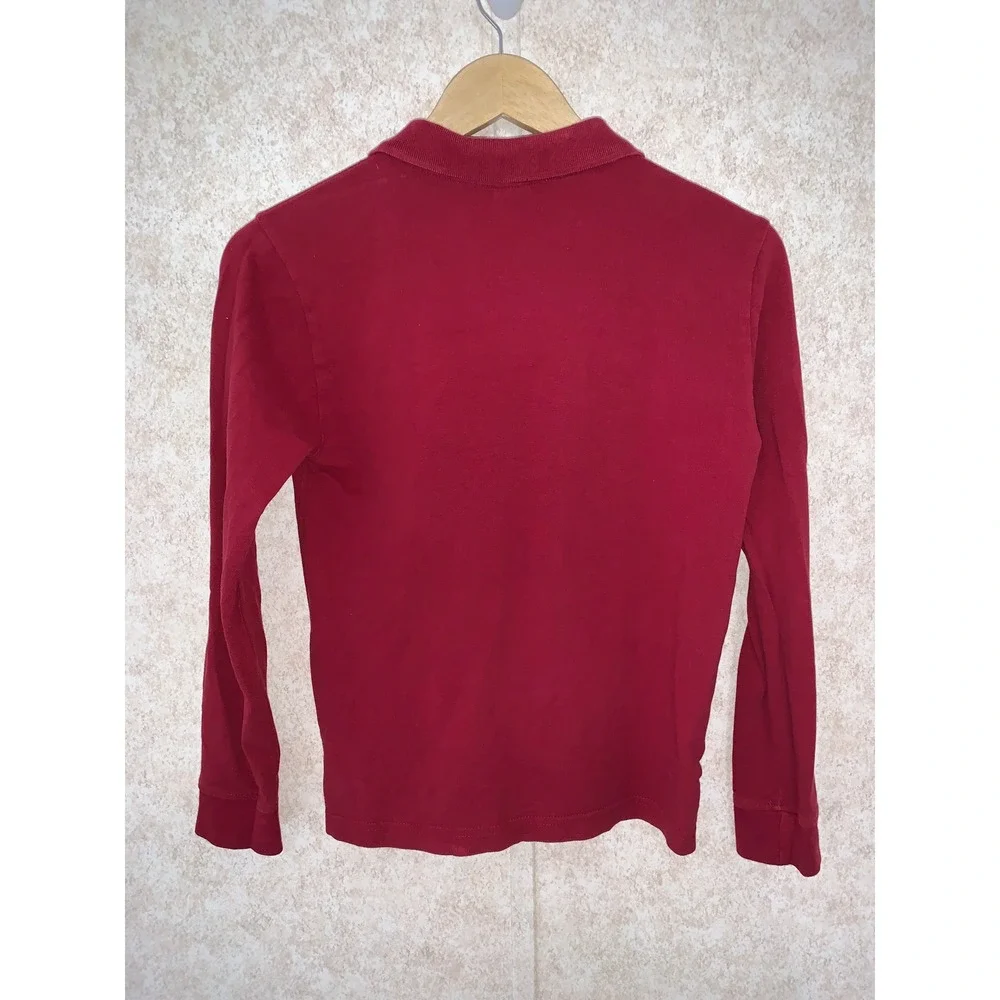 US Polo Assn Boys‎ Red Long Sleeve Polo Shirt Size L 10-12 Cotton Pique Logo